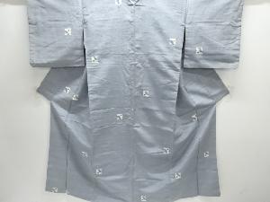 アンティーク　色紙に櫛・簪模様織り出し手織り紬着物